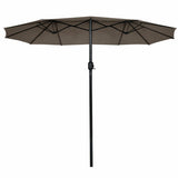 15 Feet Double-Sided Outdoor Patio Umbrella with Crank without Base-Tan