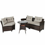 4 Pieces Furniture Patio Set Outdoor Wicker Sofa Set