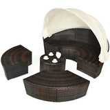 Patio Round Daybed Rattan Furniture Sets with Canopy