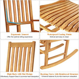 Indoor Outdoor Wooden High Back Rocking Chair-Natural