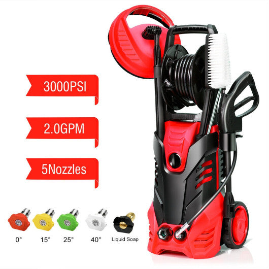 3000 PSI Electric High Pressure Washer With Patio Cleaner -Red