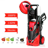 3000 PSI Electric High Pressure Washer With Patio Cleaner -Red