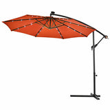 10" Patio Hanging Solar LED Umbrella Sun Shade with Cross Base-Orange