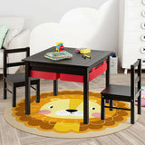 5-in-1 Kids Activity Table and 2 Chairs Set with Storage Building Block Table-Coffee