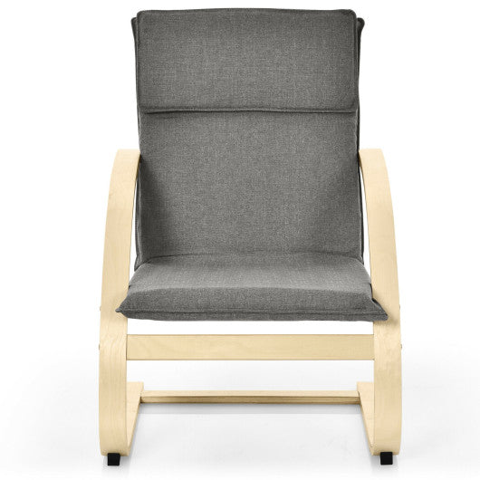 Modern Fabric Upholstered Bentwood Lounge Chair-Gray