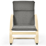 Modern Fabric Upholstered Bentwood Lounge Chair-Gray