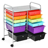 12 Drawers Rolling Cart Storage Scrapbook Paper Organizer Bins-Deep Multicolor