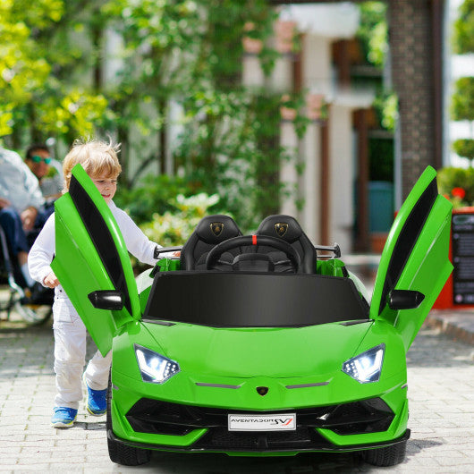 12 V Licensed Lamborghini SVJ RC Kids Ride On Car with Trunk and Music-Green
