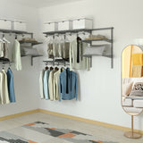 3 to 6 Feet Wall-Mounted Closet System Organizer Kit with Hang Rod-Gray
