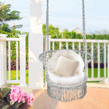 Hanging Hammock Chair with 330 Pounds Capacity and Cotton Rope Handwoven Tassels Design-Gray