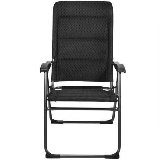 Set of 4 Patio Folding Chairs with Adjustable Backrest-Black