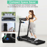 3HP Electric Folding Treadmill with Bluetooth Speaker-Blue