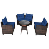 4 Pieces Outdoor Cushioned Rattan Furniture Set-Navy