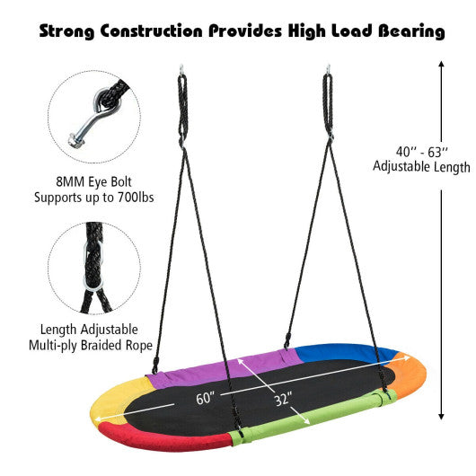 60 Inch Saucer Surf Outdoor Adjustable Swing Set-Colorful