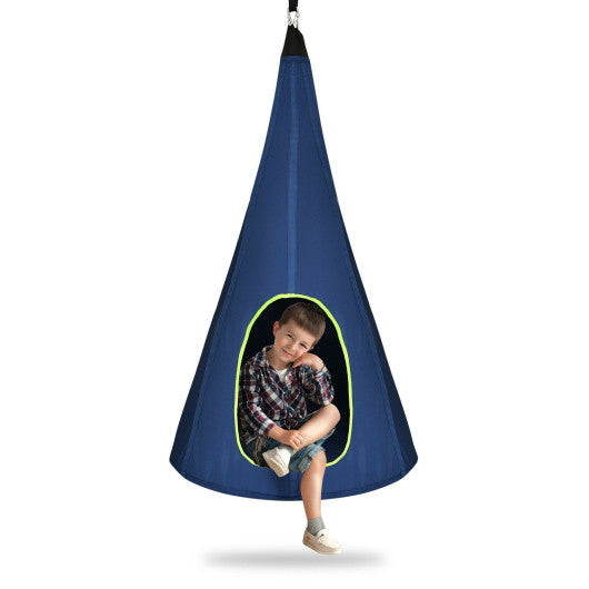 32 Inch Kids Nest Swing Chair Hanging Hammock Seat for Indoor Outdoor-Blue