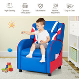 Kids Leather Recliner Chair with Side Pockets-Blue