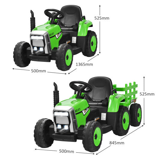 12V Ride on Tractor with 3-Gear-Shift Ground Loader for Kids 3+ Years Old-Green