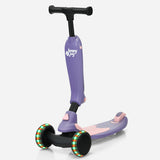 2-in-1 Kids Kick Scooter with Flash Wheels for Girls and Boys from 1.5 to 6 Years Old-Purple