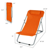 Portable Beach Chair Set of 2 with Headrest -Orange