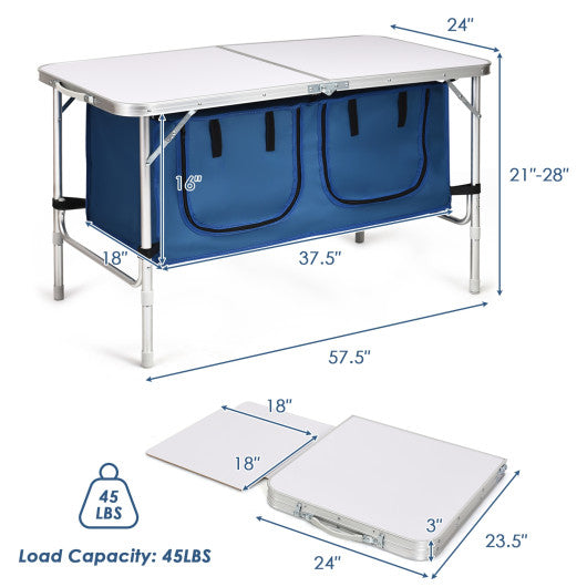 Height Adjustable Folding Camping  Table-Blue