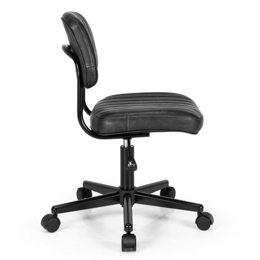 PU Leather Adjustable Office Chair  Swivel Task Chair with Backrest-Black