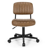 PU Leather Adjustable Office Chair  Swivel Task Chair with Backrest-Brown