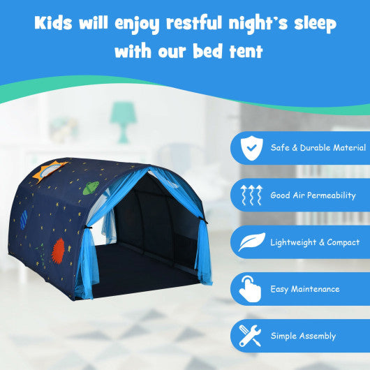 Kids Galaxy Starry Sky Dream Portable Play Tent with Double Net Curtain-Blue
