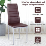 4 pcs PVC Leather Dining Side Chairs Elegant Design -Coffee