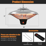 1500W Electric Hanging Ceiling Mounted Infrared Heater with Remote Control-White