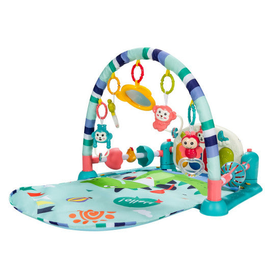Baby Kick and Play Gym Mat Activity Center with Detachable Piano for Bedroom-Blue