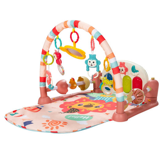 Baby Kick and Play Gym Mat Activity Center with Detachable Piano for Bedroom-Pink