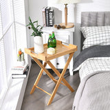 Bamboo Lipped Multi-Functional Snack Side Table-Natural