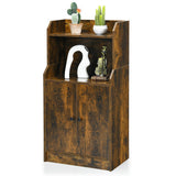 Storage Cabinet Bookcase with Doors and Display Shelf-Rustic Brown