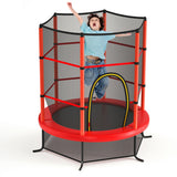 55 Inch Kids Recreational Trampoline Bouncing Jumping Mat with Enclosure Net-Red