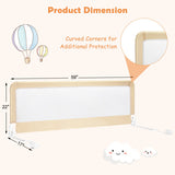 59 Inch Folding Breathable Baby Bed Rail Guard with Safety Strap-Beige