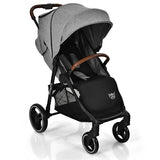 5-Point Harness Lightweight Infant Stroller with Foot Cover and Adjustable Backrest-Gray