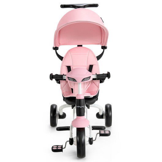 6-in-1 Foldable Baby Tricycle Toddler Stroller with Adjustable Handle-Pink