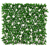 4 Pieces Expandable Faux Ivy Privacy Screen Fence Panel Pack with Flower-White