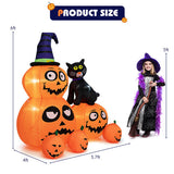 6 Feet Inflatable Pumpkin Combo Decoration with Built-in LED Light
