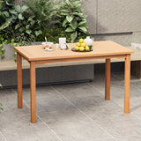 49 Inch Rectangle Patio Teak Wood Dining Table with Slatted Tabletop Up to 6