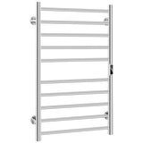 10-bar Heated Wall Mounted Towel Warmer with Timer-Silver