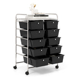 10-Drawer Rolling Storage Cart-Black