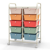 10-Drawer Rolling Storage Cart-Multicolor