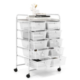 10-Drawer Rolling Storage Cart-Transparent