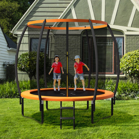 10 Feet ASTM Approved Recreational Trampoline with Ladder-Orange