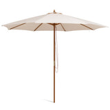 10 Feet Patio Umbrella with 8 Wooden Ribs and 3 Adjustable Heights-Beige
