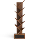 10-Tier Tree Bookshelf with Drawer and Anti-Tipping Kit-Brown