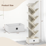 10-Tier Tree Bookshelf with Drawer and Anti-Tipping Kit-Beige