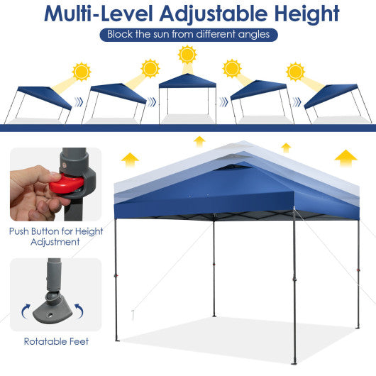 10 x 10 Feet Foldable Outdoor Instant Pop-up Canopy with Carry Bag-Blue