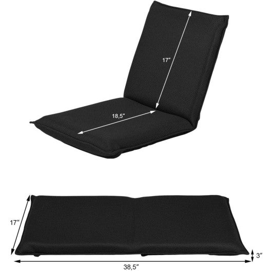 Adjustable 6 Positions Folding Lazy Man Sofa Chair Floor Chair-Black
